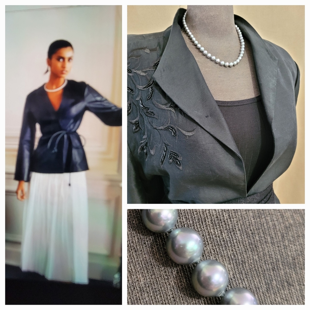 Pearl Necklace / Signed Metall